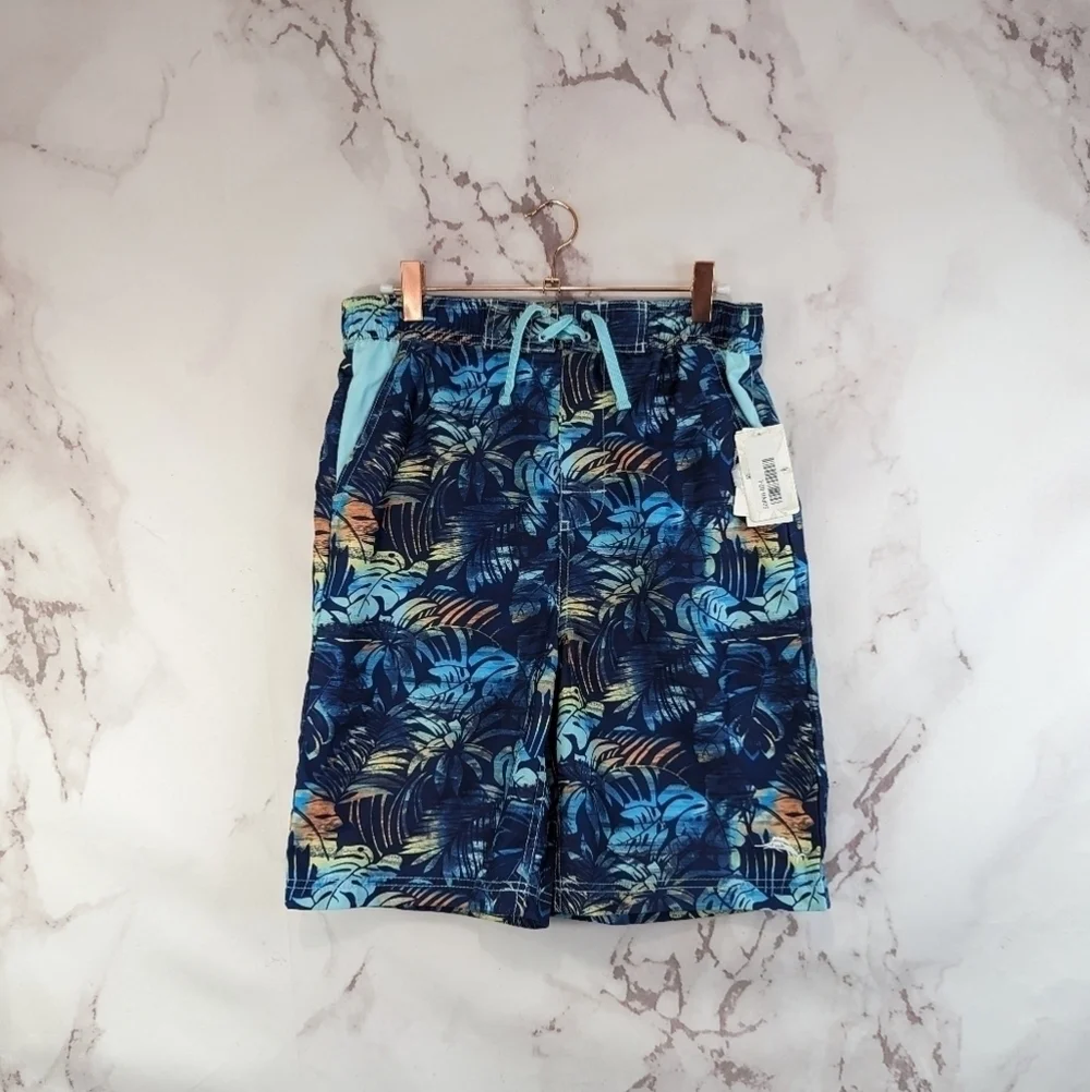 Tommy Bahama Swim Trunks Boys Large Mesh Board Shorts Tropical Leaf Hidden Shore